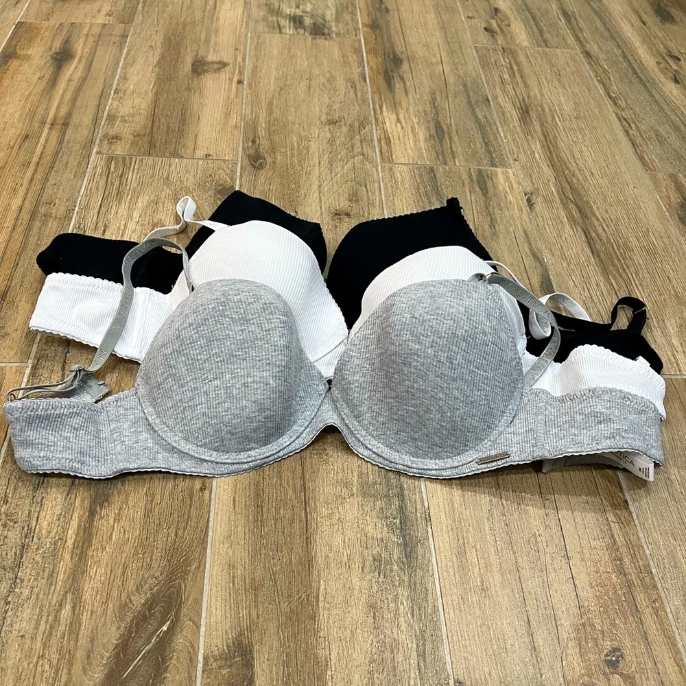Nautica Gray and Silver Intimates Bras with Contoured Cups